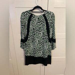 Green and Black Printed Shift Dress